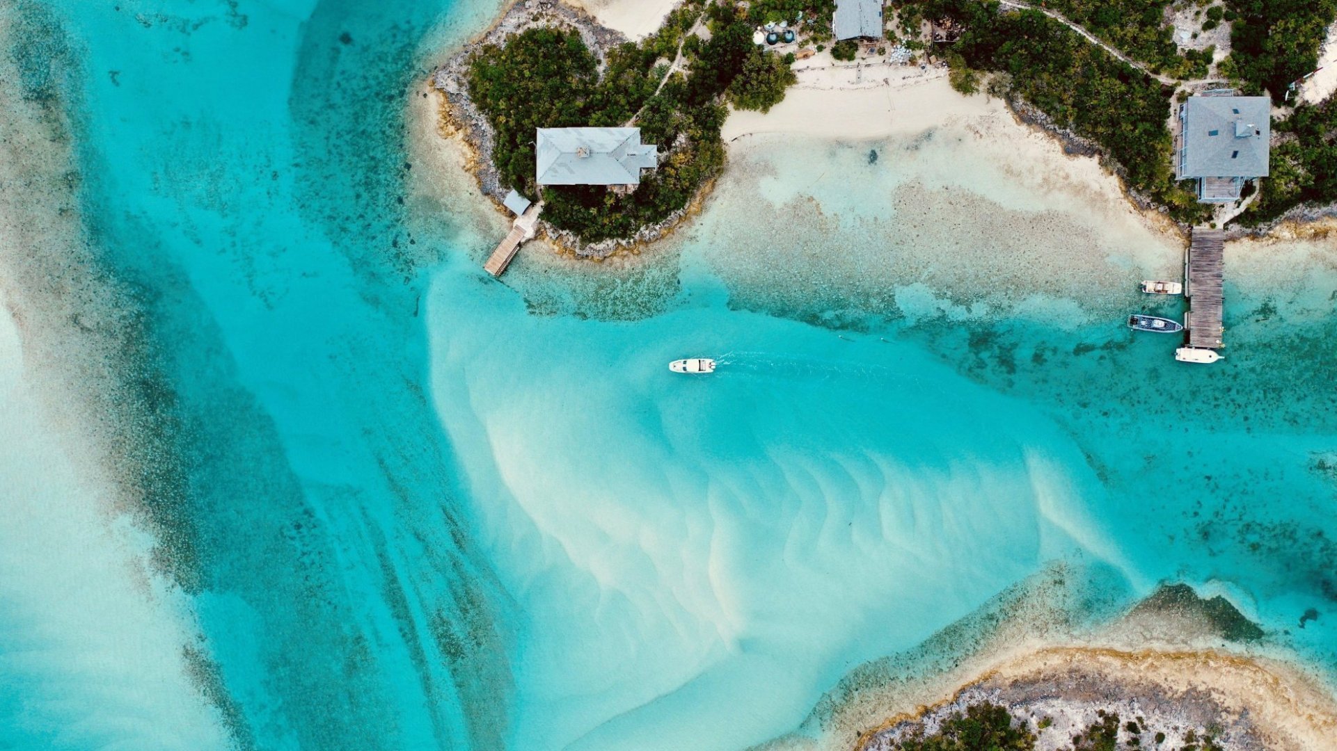 A yacht at anchor in the Exumas