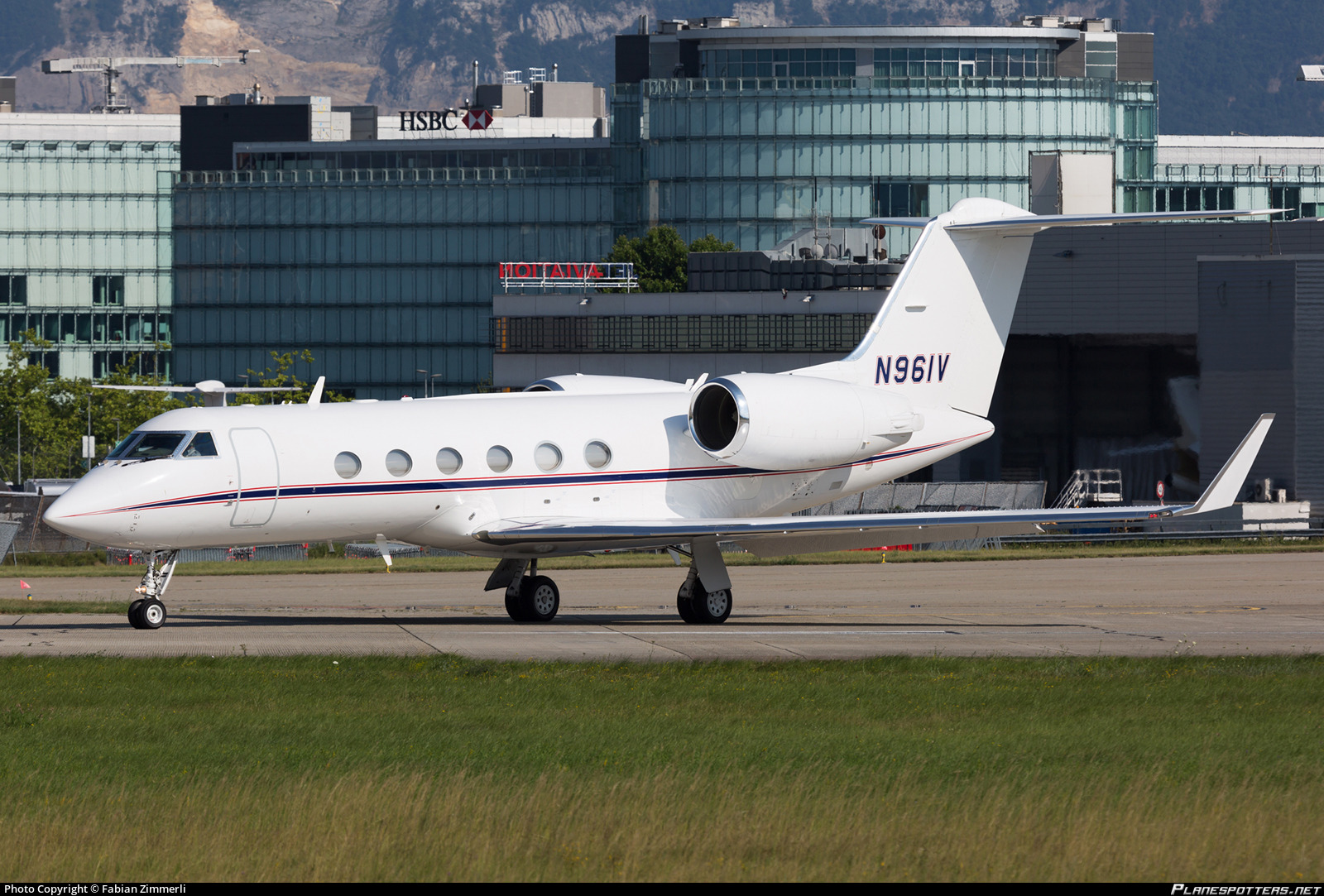 A private jet on the tarmac at blue hour